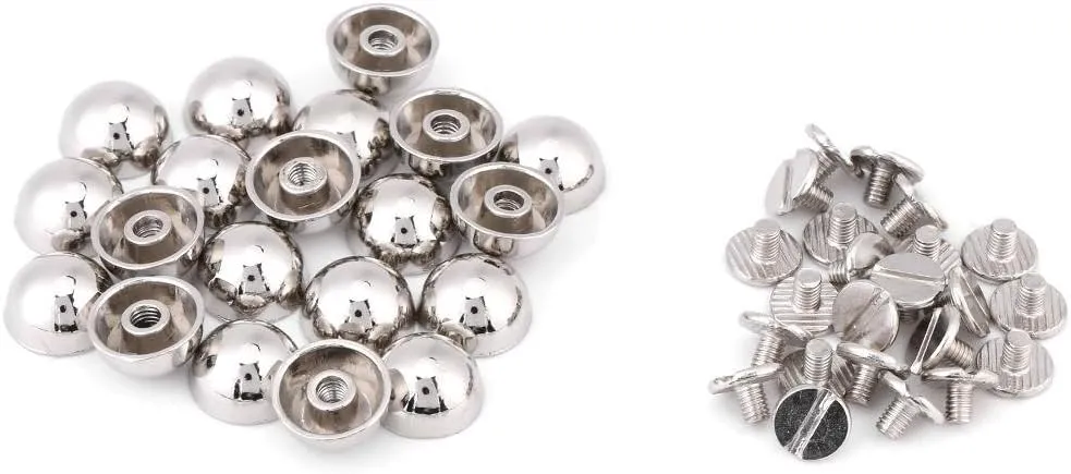 20PCS Mushroom Rivets, Screw Back Studs Decorative Metal Buttons for Leather Craft DIY Belts Wallets Handbags Shoes Jackets Jeans Costume Accessories(Silver)