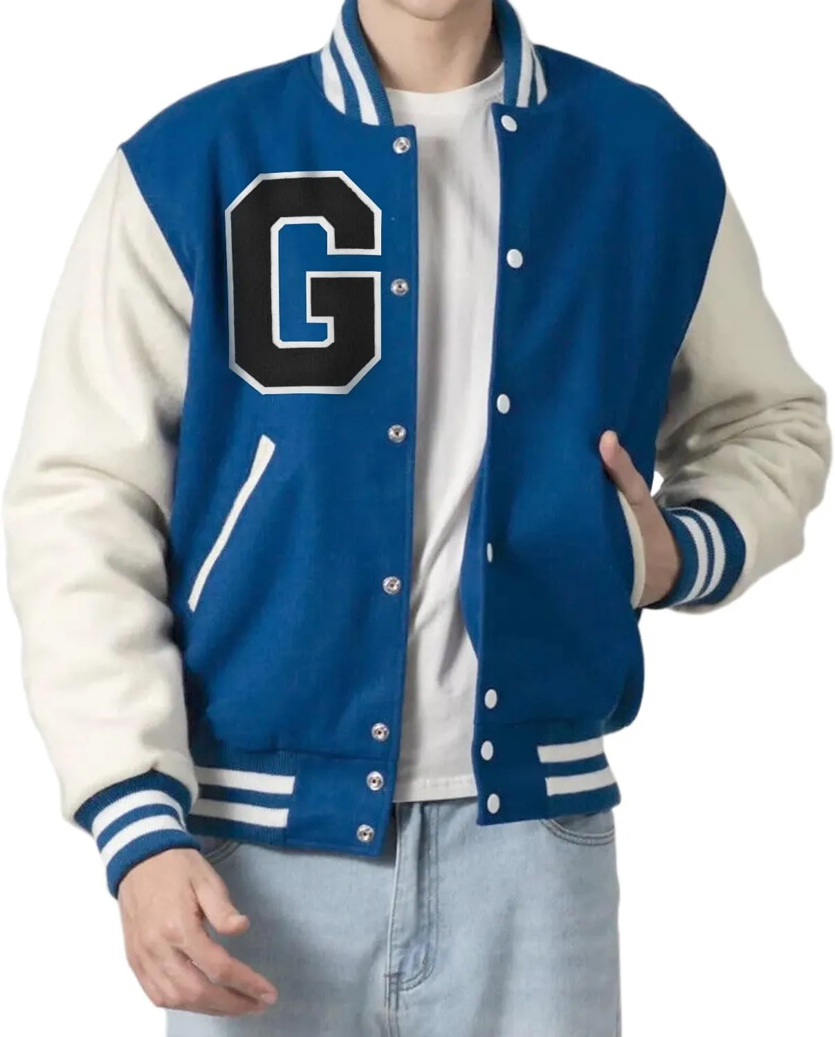 6-1/2" Iron on Letter Patch Black Chenille Letter Patch Large Varsity Patches Letterman Jacket Patches for Clothing (Black-P)