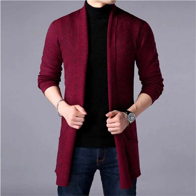 Advbridge Sweater Coats Men New Fashion Autumn Men&#39;s Slim Long Solid Color Knitted Jacket Fashion Men&#39;s Casual Sweater Cardigan Coats