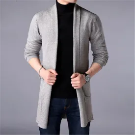 Advbridge Sweater Coats Men New Fashion Autumn Men&#39;s Slim Long Solid Color Knitted Jacket Fashion Men&#39;s Casual Sweater Cardigan Coats