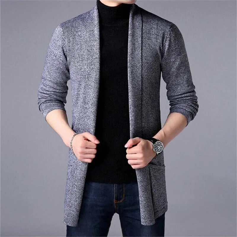 Advbridge Sweater Coats Men New Fashion Autumn Men&#39;s Slim Long Solid Color Knitted Jacket Fashion Men&#39;s Casual Sweater Cardigan Coats