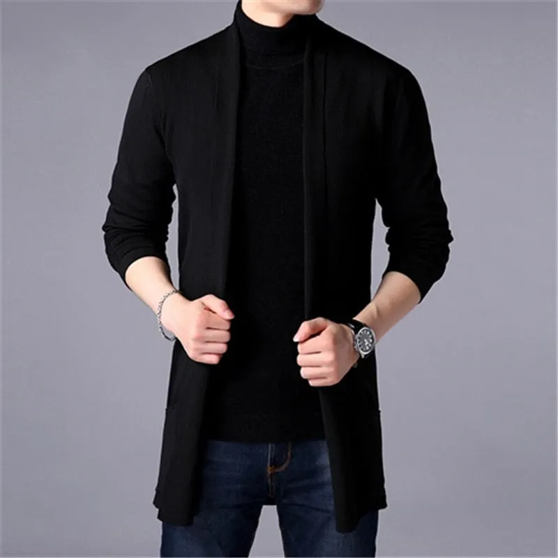 Advbridge Sweater Coats Men New Fashion Autumn Men&#39;s Slim Long Solid Color Knitted Jacket Fashion Men&#39;s Casual Sweater Cardigan Coats