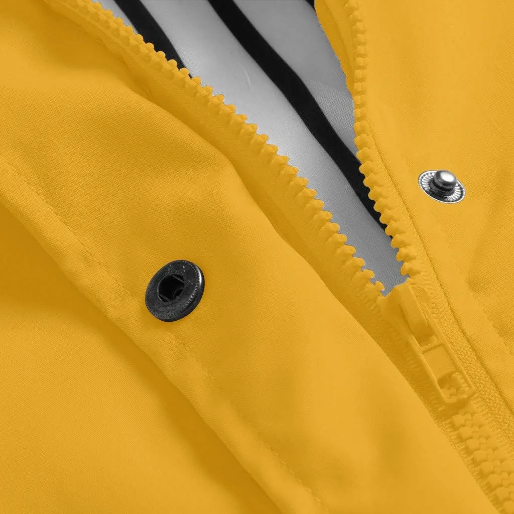 Aniywn Hooded Jacket Women Fall Solid Rain Jacket Outdoor Raincoat Windproof Plus Size Zipper Waterproof Outerwear Tops