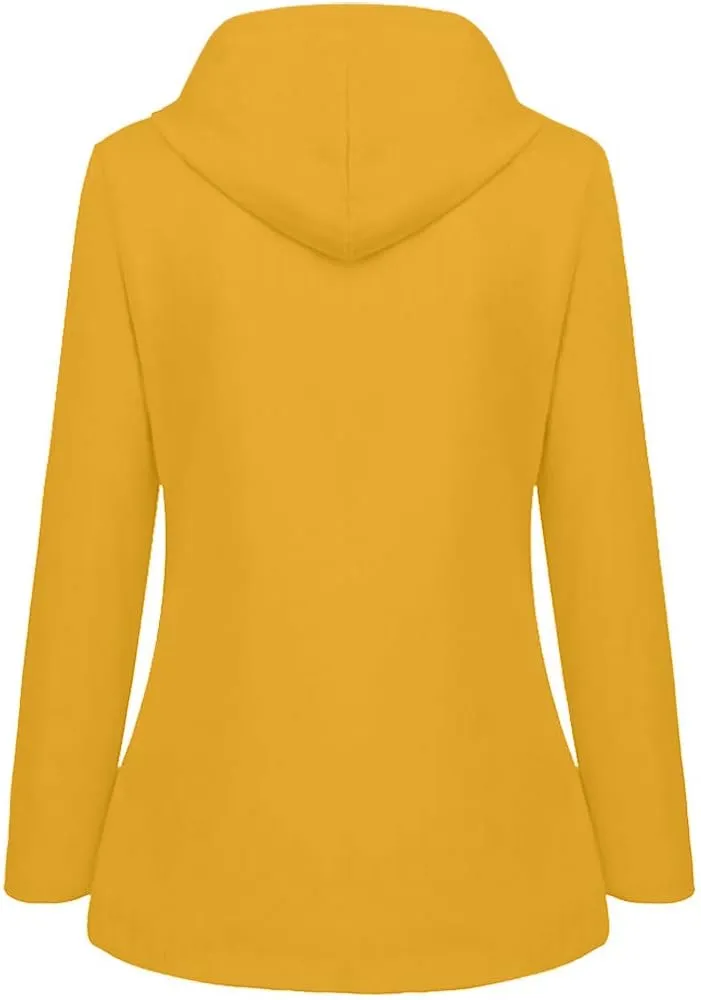 Aniywn Hooded Jacket Women Fall Solid Rain Jacket Outdoor Raincoat Windproof Plus Size Zipper Waterproof Outerwear Tops