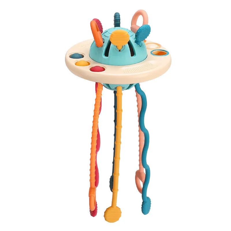 Baby fun lala music toy early education sensory baby can bite and press enlightenment soft rubber ufo spaceship gift