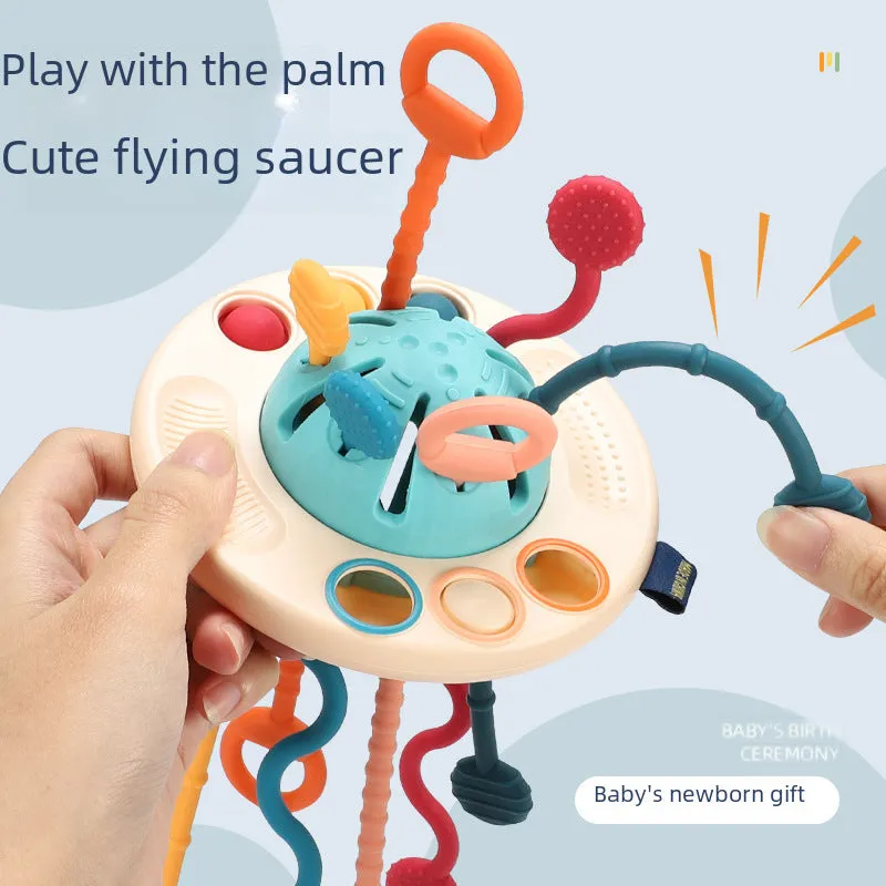 Baby fun lala music toy early education sensory baby can bite and press enlightenment soft rubber ufo spaceship gift
