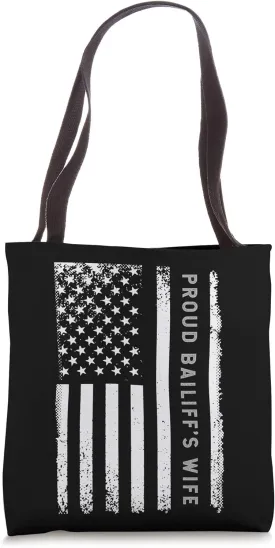 Bailiff Wife Girlfriend USA Flag Patriotic Thin Grey Line Tote Bag