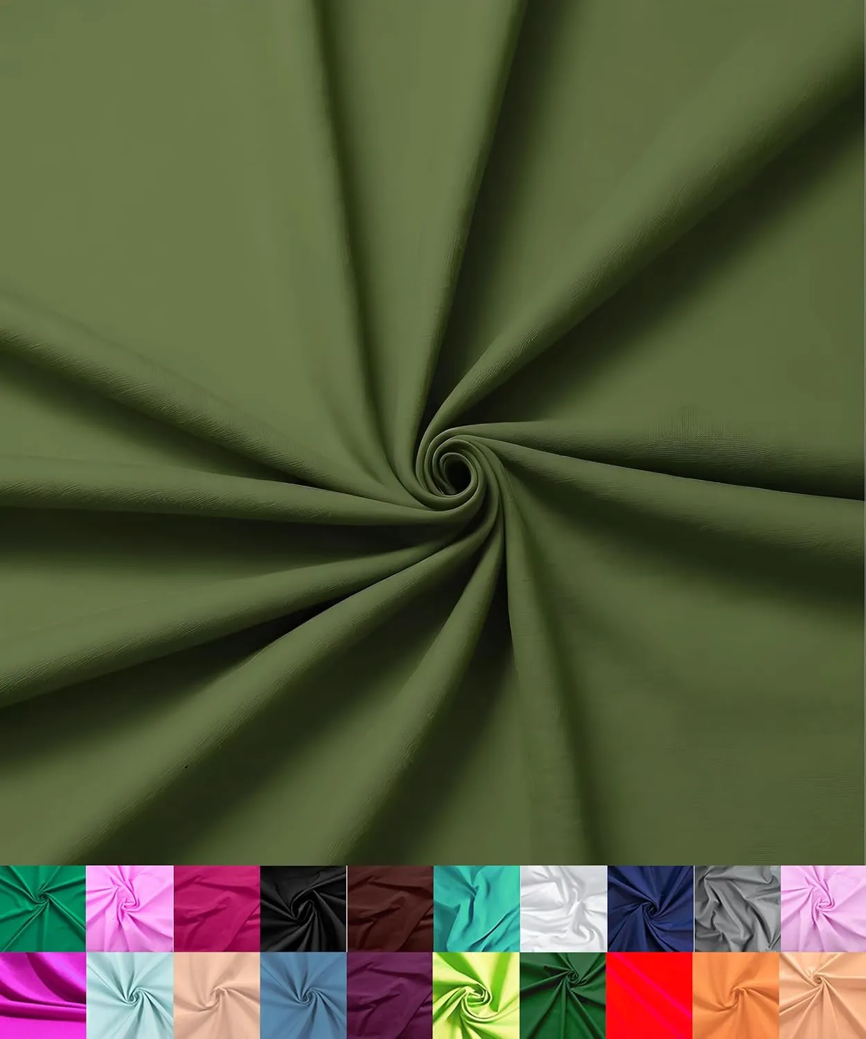 Barcelonetta | Poly Cotton Fabric for Sewing | Broadcloth Fabric | by The Yard | 60" Wide Roll | Lightweight, Breathable | Lining, Home Textile, Skirts, Tote Bags (Olive, 5 Yard)