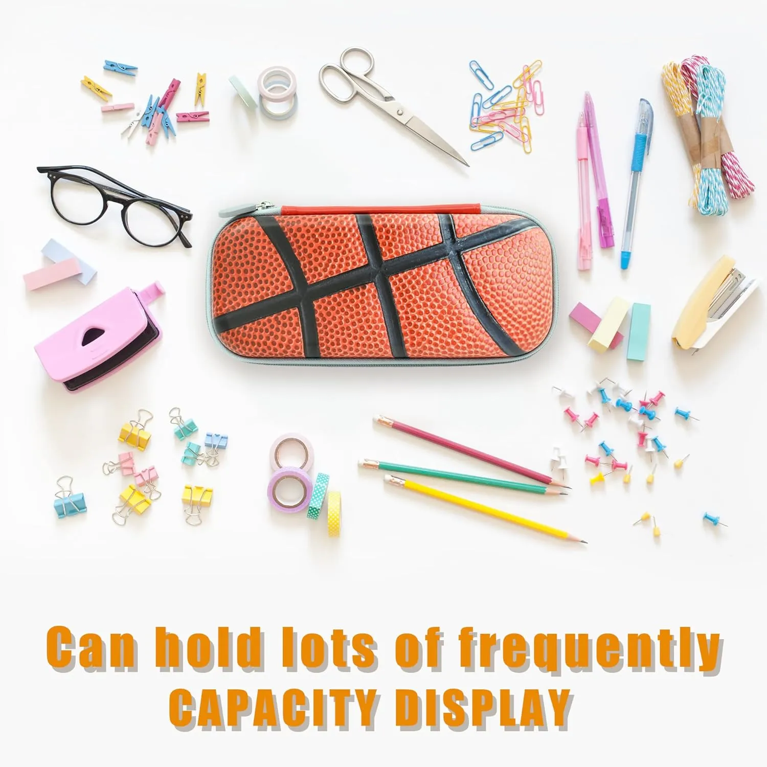 Basketball Pencil Box Zip Pencil Case for Boys Girls School Organizer Pencil Bag Large Capacity Pencil Pouch