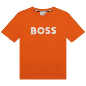 BOSS Kids Large Logo Orange T-Shirt