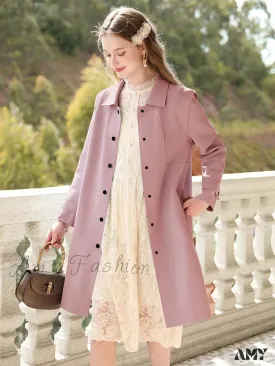 British Mid-length High-grade Gentle Retro Turn-down Collar Coat