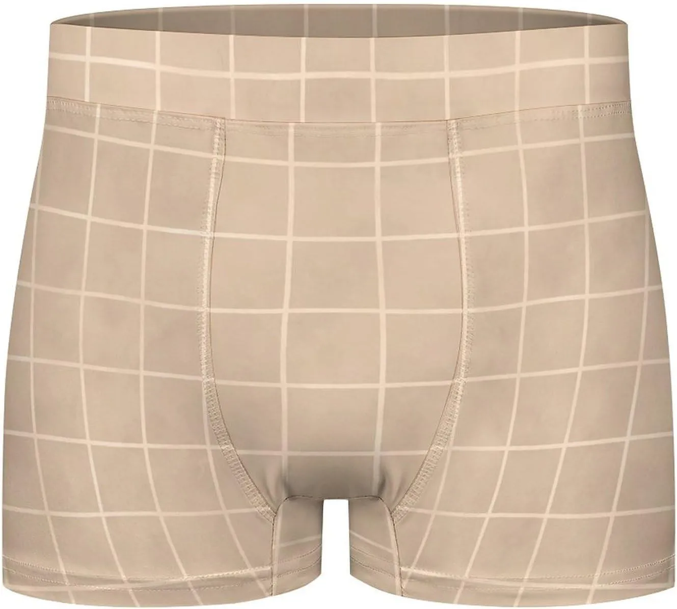 Brown Hand Drawn Grid Print Mens Underwear, Soft Boxers for Men, Moisture-Wicking Breathable Boxer Briefs