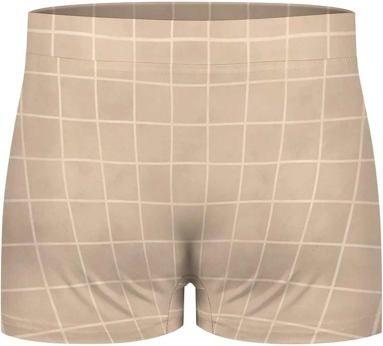 Brown Hand Drawn Grid Print Mens Underwear, Soft Boxers for Men, Moisture-Wicking Breathable Boxer Briefs