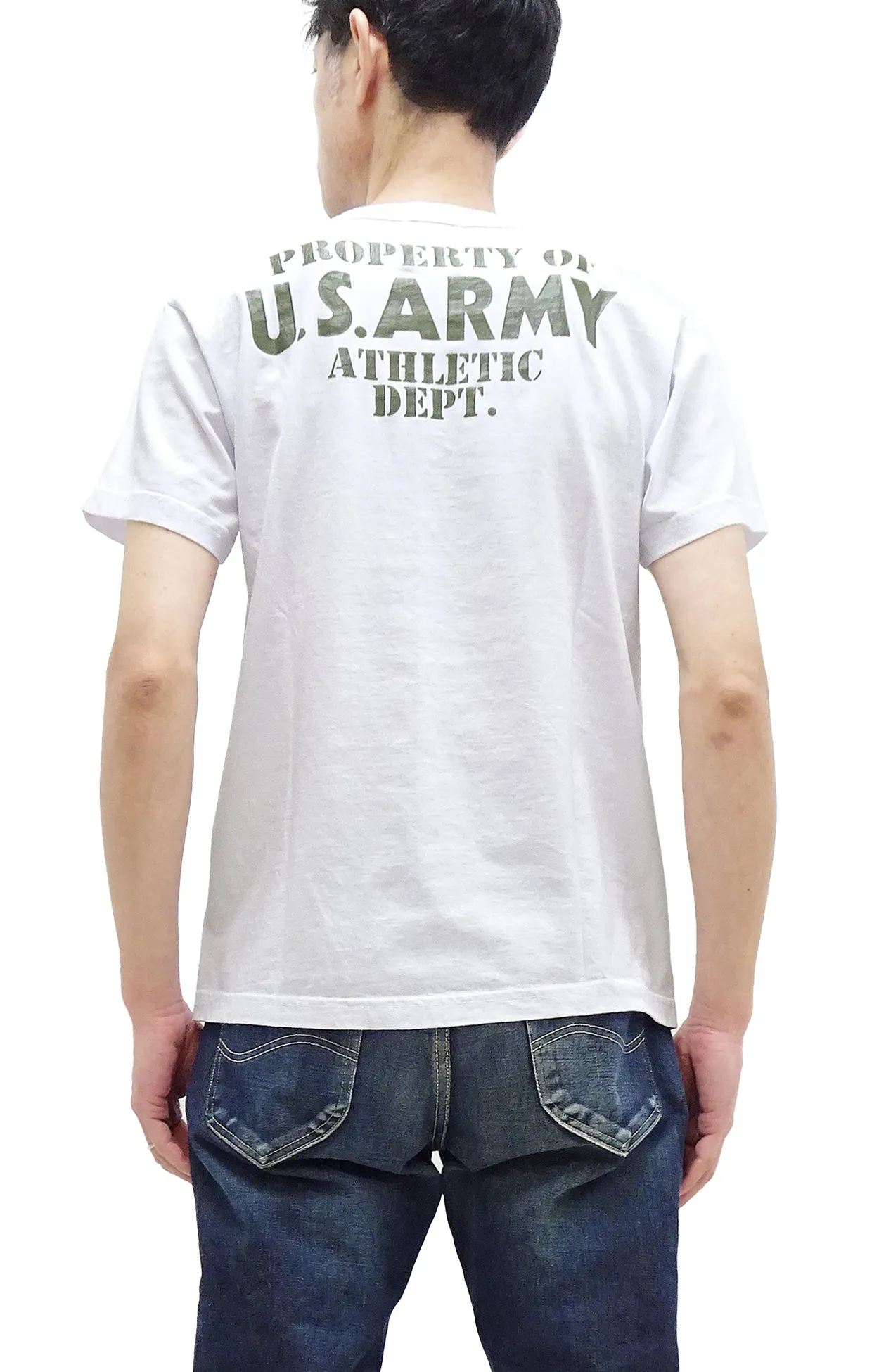 Buzz Rickson T-shirt Men's U.S. Army Athletic Department Military Graphic Short Sleeve Loopwheeled Tee BR79348 101 White