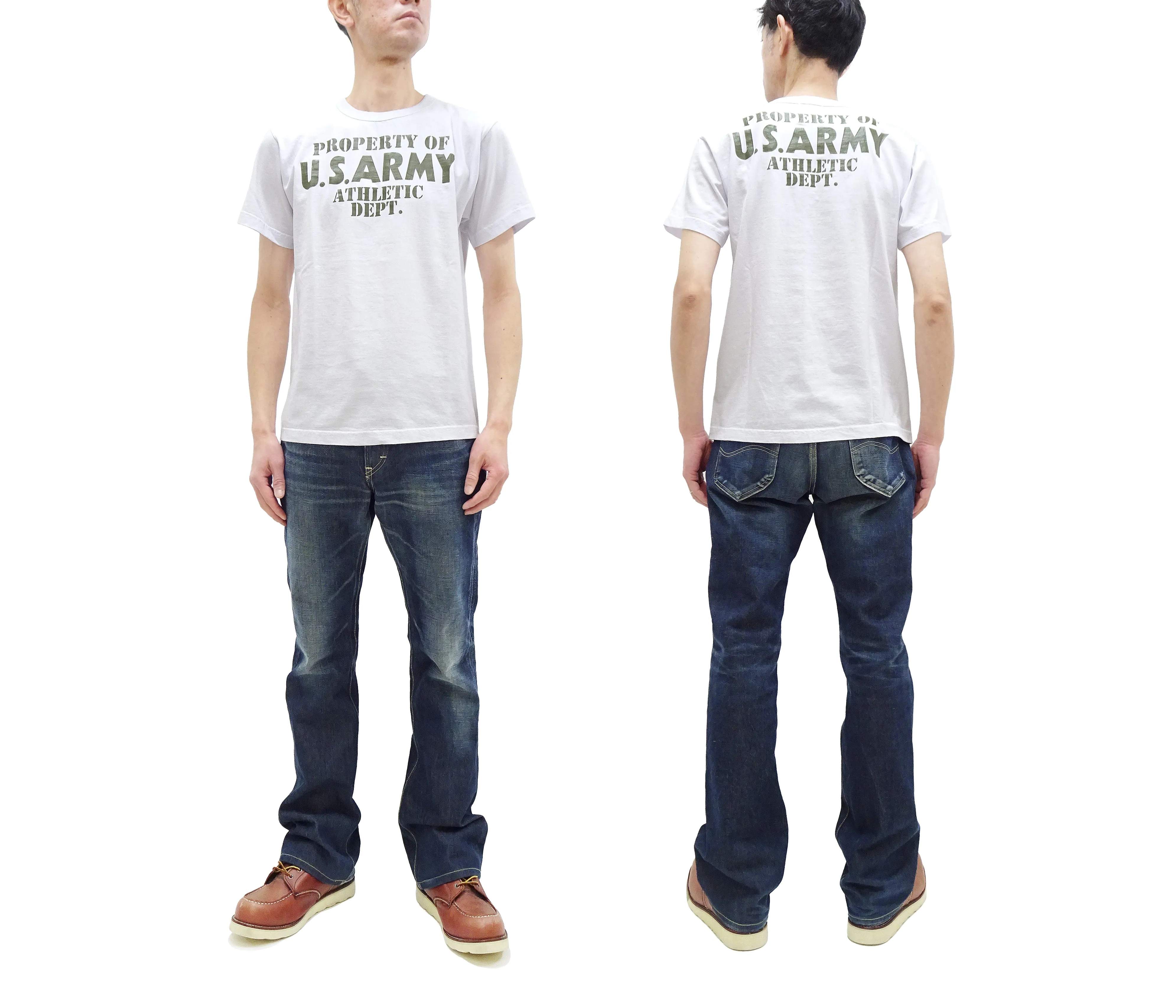 Buzz Rickson T-shirt Men's U.S. Army Athletic Department Military Graphic Short Sleeve Loopwheeled Tee BR79348 101 White