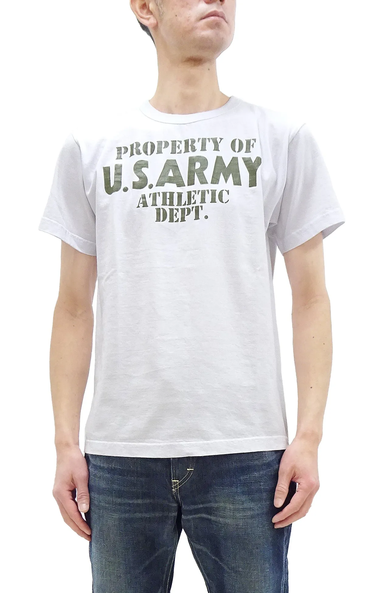 Buzz Rickson T-shirt Men's U.S. Army Athletic Department Military Graphic Short Sleeve Loopwheeled Tee BR79348 101 White