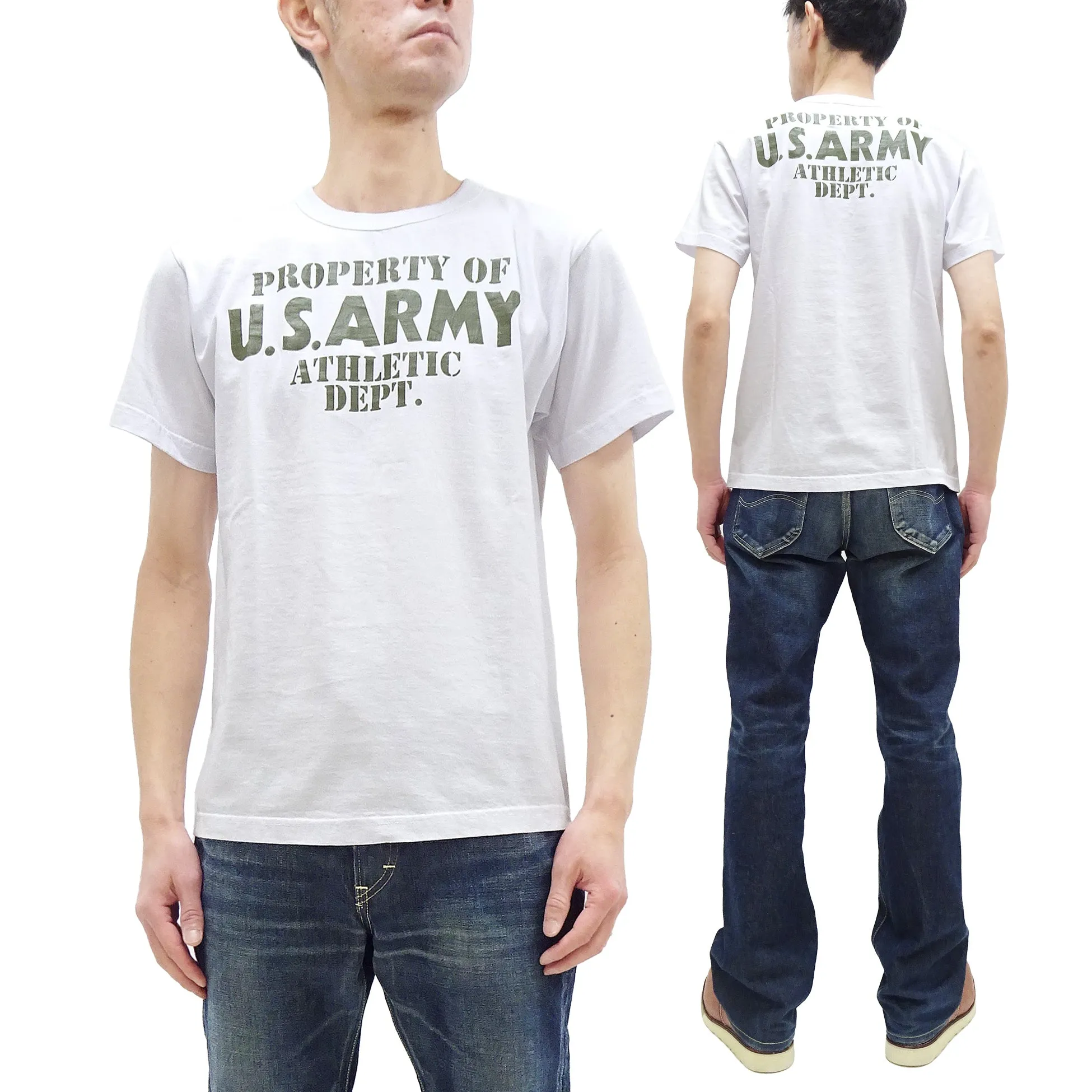 Buzz Rickson T-shirt Men's U.S. Army Athletic Department Military Graphic Short Sleeve Loopwheeled Tee BR79348 101 White