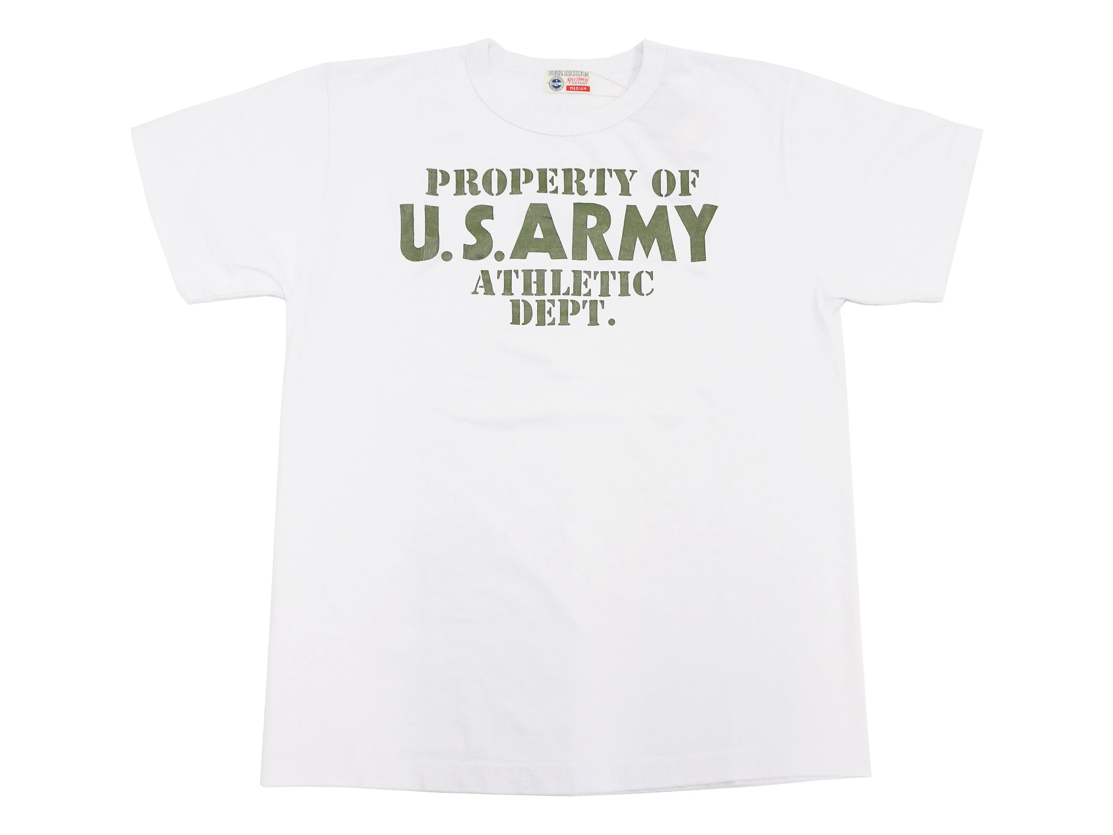 Buzz Rickson T-shirt Men's U.S. Army Athletic Department Military Graphic Short Sleeve Loopwheeled Tee BR79348 101 White