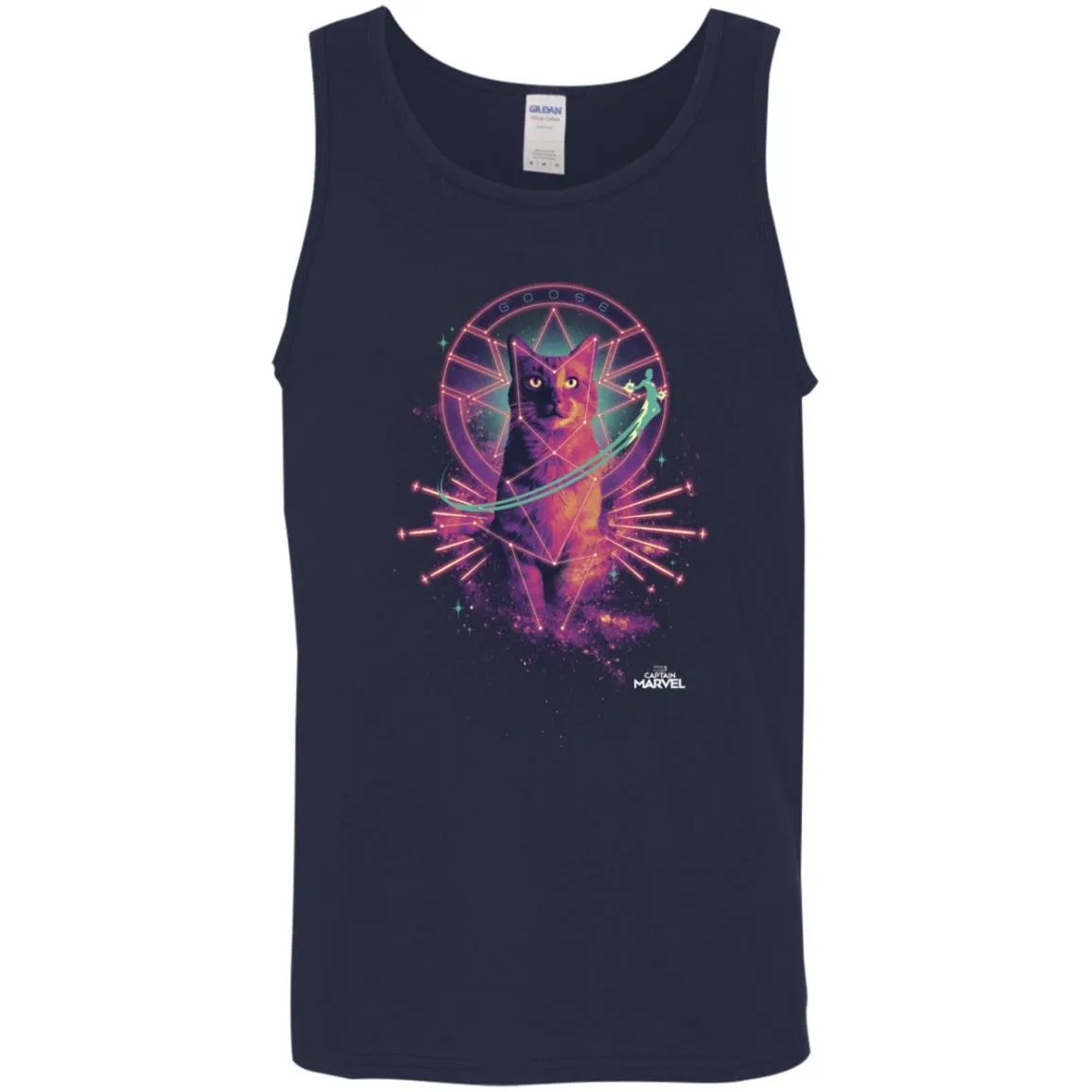 Captain Marvel Movie Goose Galaxy Portrait Men Cotton Tank