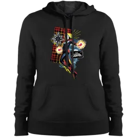 Captain Marvel Plaid Jean Patched Portrait Women Hooded Sweatshirt