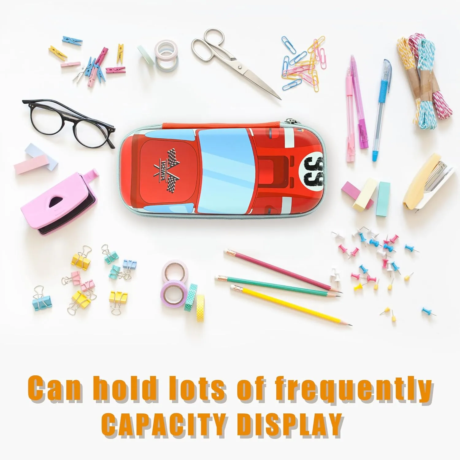 Car Pencil Case Zip Pencil Box Vintage 66 Route Cars Pouch Holder Multi Desk Organizer For Boys Girls School Office