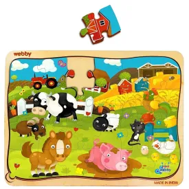 Cartoon Farm Animals Wooden Jigsaw Puzzle, 24pcs