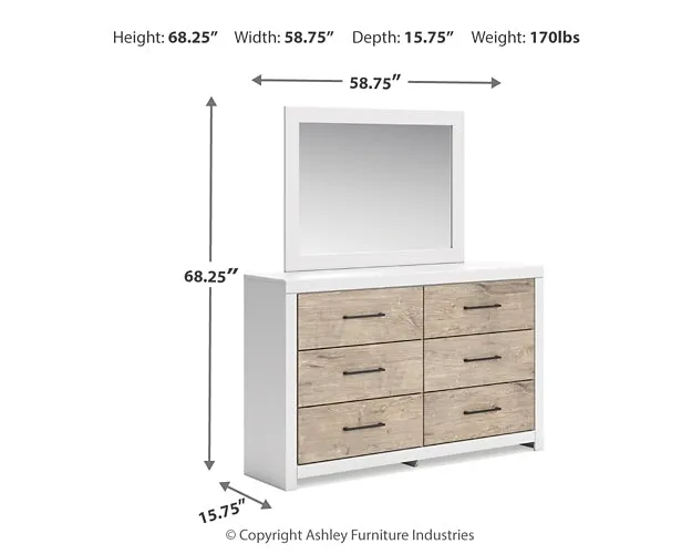 Charbitt Full Panel Bed with Mirrored Dresser and Chest