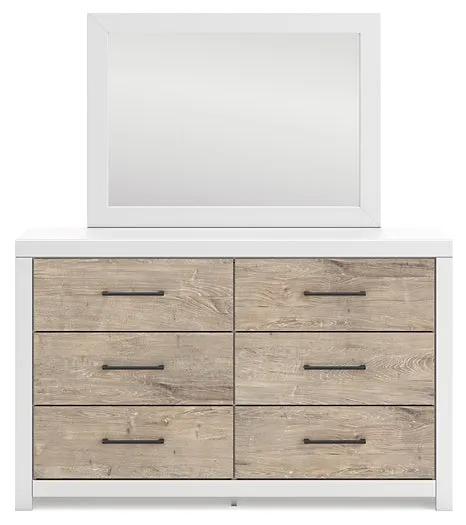 Charbitt Full Panel Bed with Mirrored Dresser and Chest
