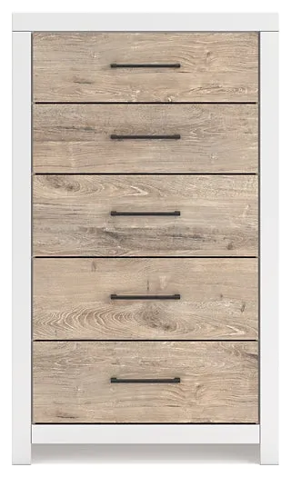 Charbitt Full Panel Bed with Mirrored Dresser and Chest