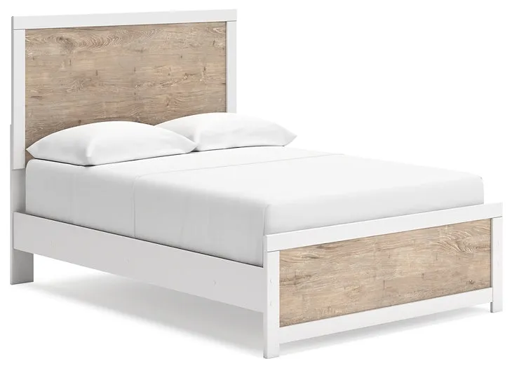 Charbitt Full Panel Bed with Mirrored Dresser and Chest