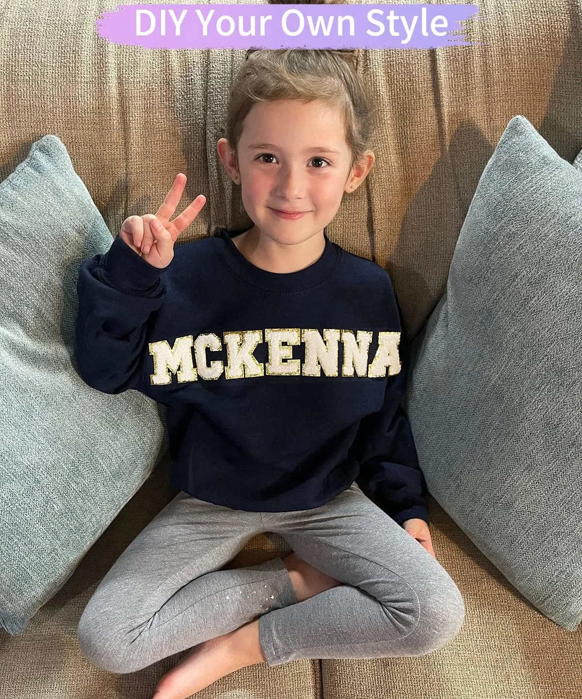 Chenille Letter Patches (6 Pcs): Varsity Letters in White, Large Iron-On Patches for Clothing, Backpacks, Hats & Jackets (3.15in E F)