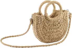 CHIC DIARY Small Summer Beach Straw Bag for Women Crossbody Top Handle Shoulder Handbag Mini Handwoven Rattan Clutch Purse