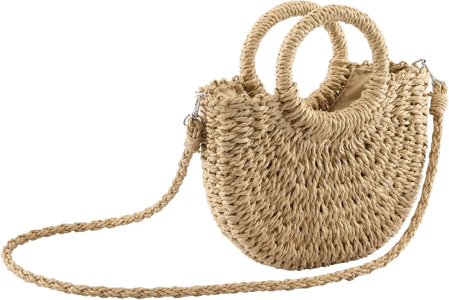 CHIC DIARY Small Summer Beach Straw Bag for Women Crossbody Top Handle Shoulder Handbag Mini Handwoven Rattan Clutch Purse