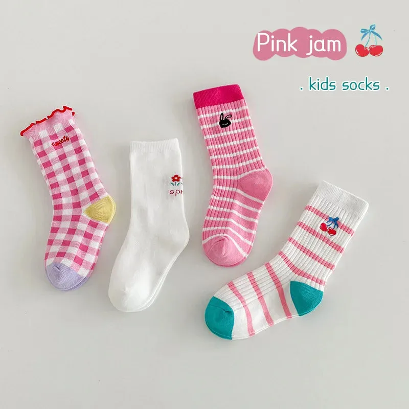 Children Mid Calf Length Socks Spring Autumn Cotton Socks Boys Girls Sport Socks Kids Cozy Classic Striped School Socks
