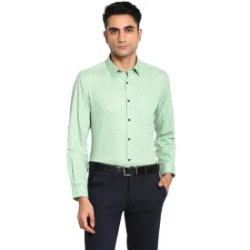 Cotton Light Green Regular Fit Printed Formal Shirts