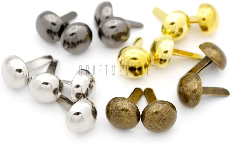 CRAFTMEMORE Round Brads Purse Feet Handbag Nailheads Spike Prong Studs 15MM 18MM 20MM 22MM 50 PCS (20 mm (13/16"), Gunmetal)