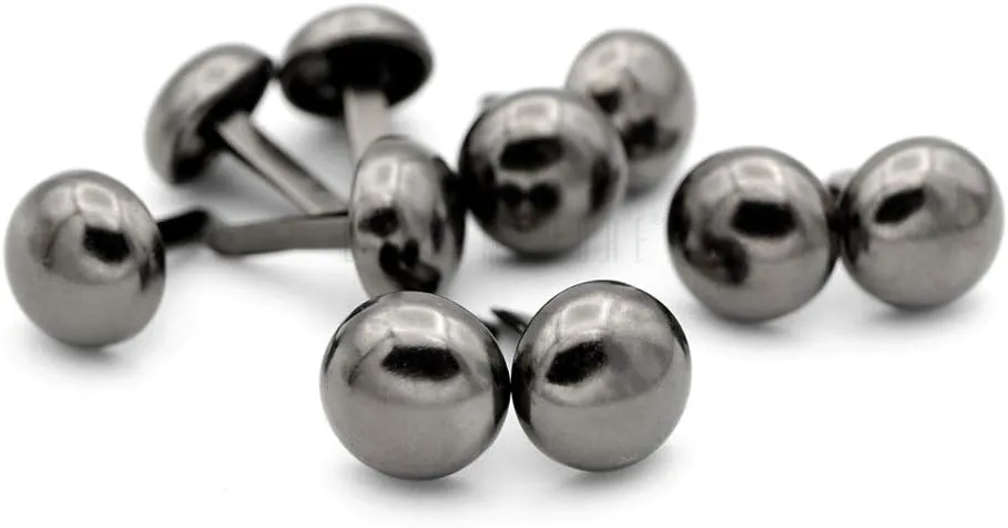CRAFTMEMORE Round Brads Purse Feet Handbag Nailheads Spike Prong Studs 15MM 18MM 20MM 22MM 50 PCS (20 mm (13/16"), Gunmetal)