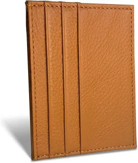 Credit Card Holder Wallet RFID Blocking Slim Credit Card Cases Holder Premium Leather Minimalist Front Pocket Small Wallet with 6 Card Slots and 1 Pockets for Men Women (Brown)