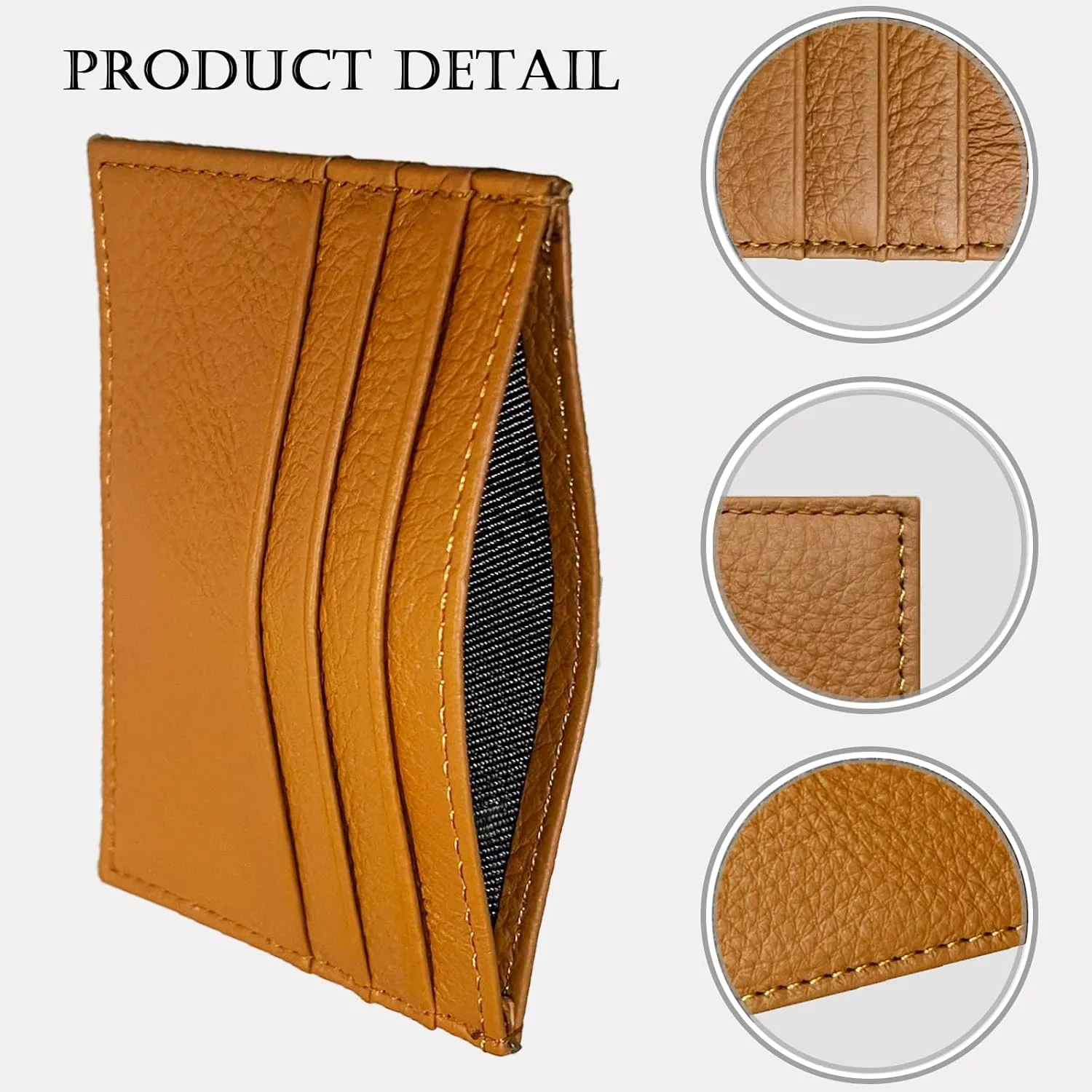 Credit Card Holder Wallet RFID Blocking Slim Credit Card Cases Holder Premium Leather Minimalist Front Pocket Small Wallet with 6 Card Slots and 1 Pockets for Men Women (Brown)