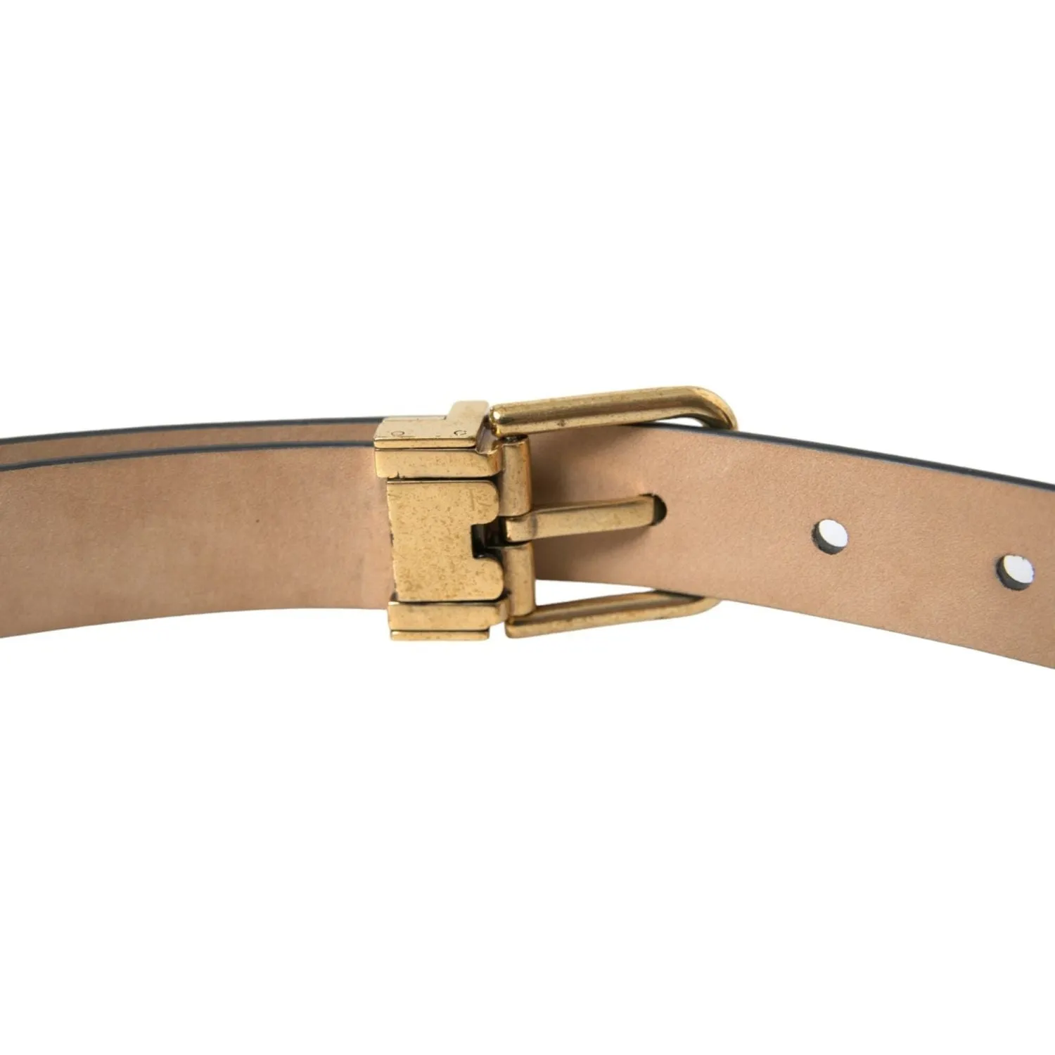 Dolce & Gabbana Elegant Black Leather Waist Belt with Logo Buckle
