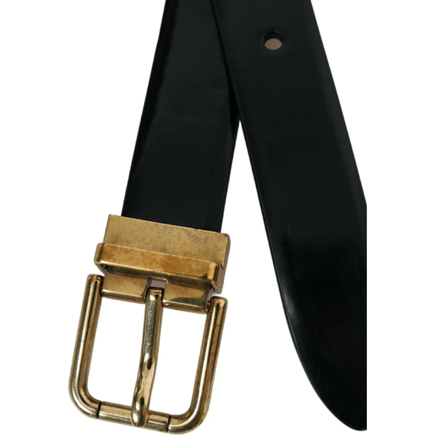 Dolce & Gabbana Elegant Black Leather Waist Belt with Logo Buckle