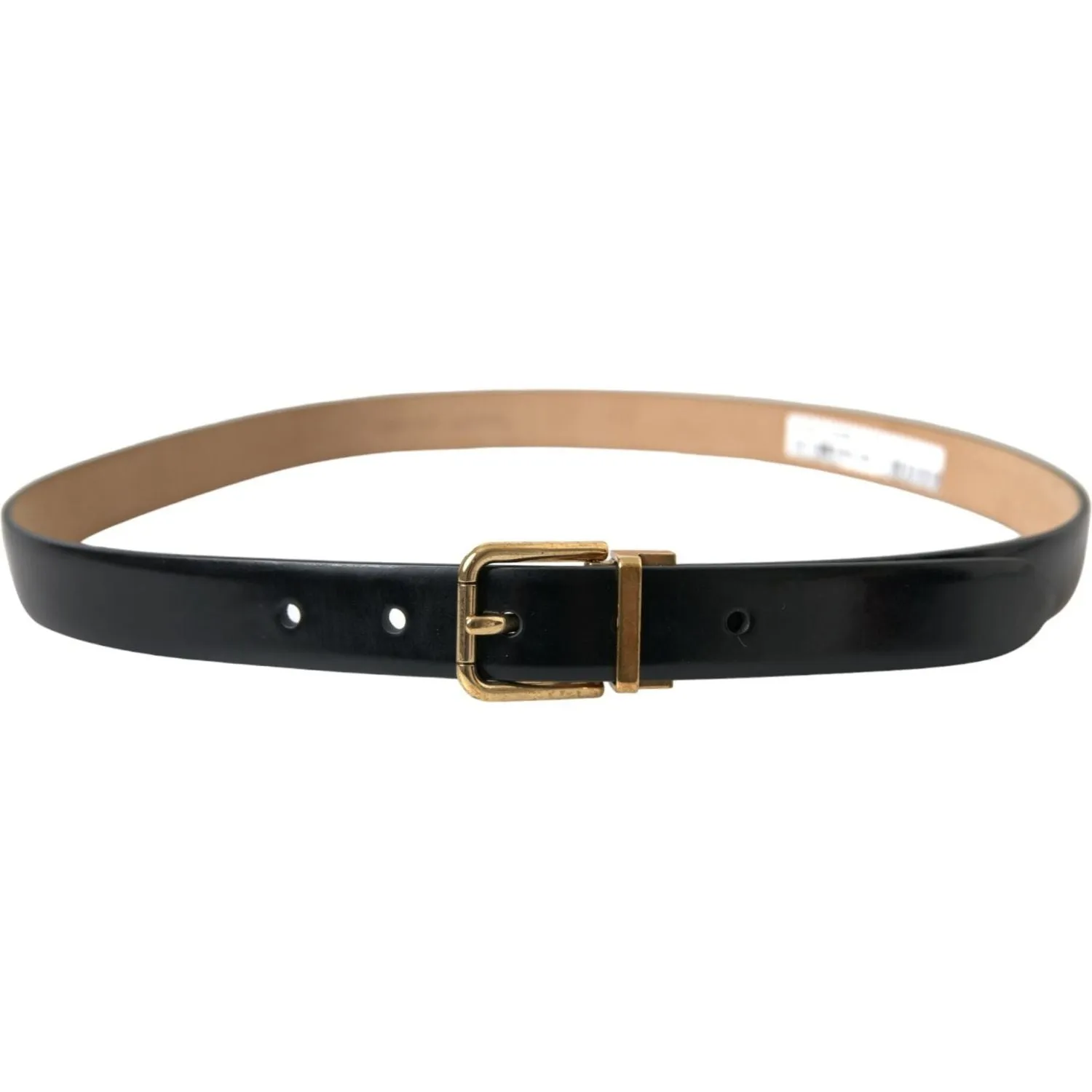 Dolce & Gabbana Elegant Black Leather Waist Belt with Logo Buckle