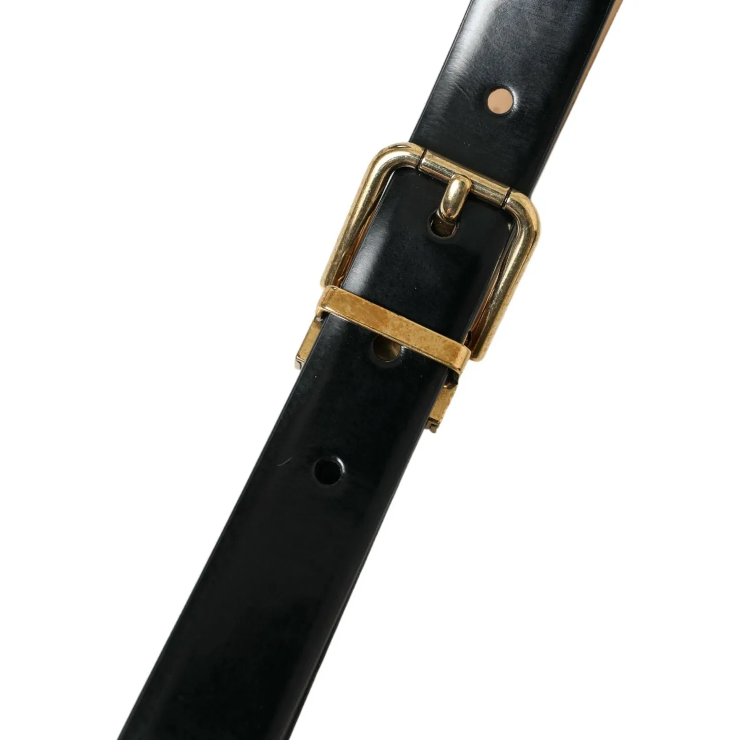 Dolce & Gabbana Elegant Black Leather Waist Belt with Logo Buckle