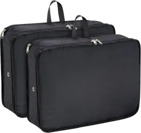Extra Large Compression Packing Cubes for Travel Essentials, 2 Pack Expandable Travel Cubes for Packing Bags Suitcase Organizer, Black