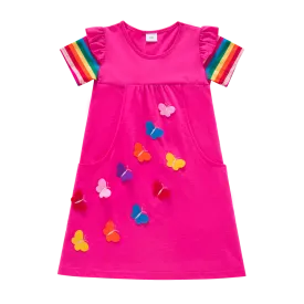 Girl short-sleeved unicorn dress pony cartoon dress printed embroidered cotton round neck dress for girls kids summer dress
