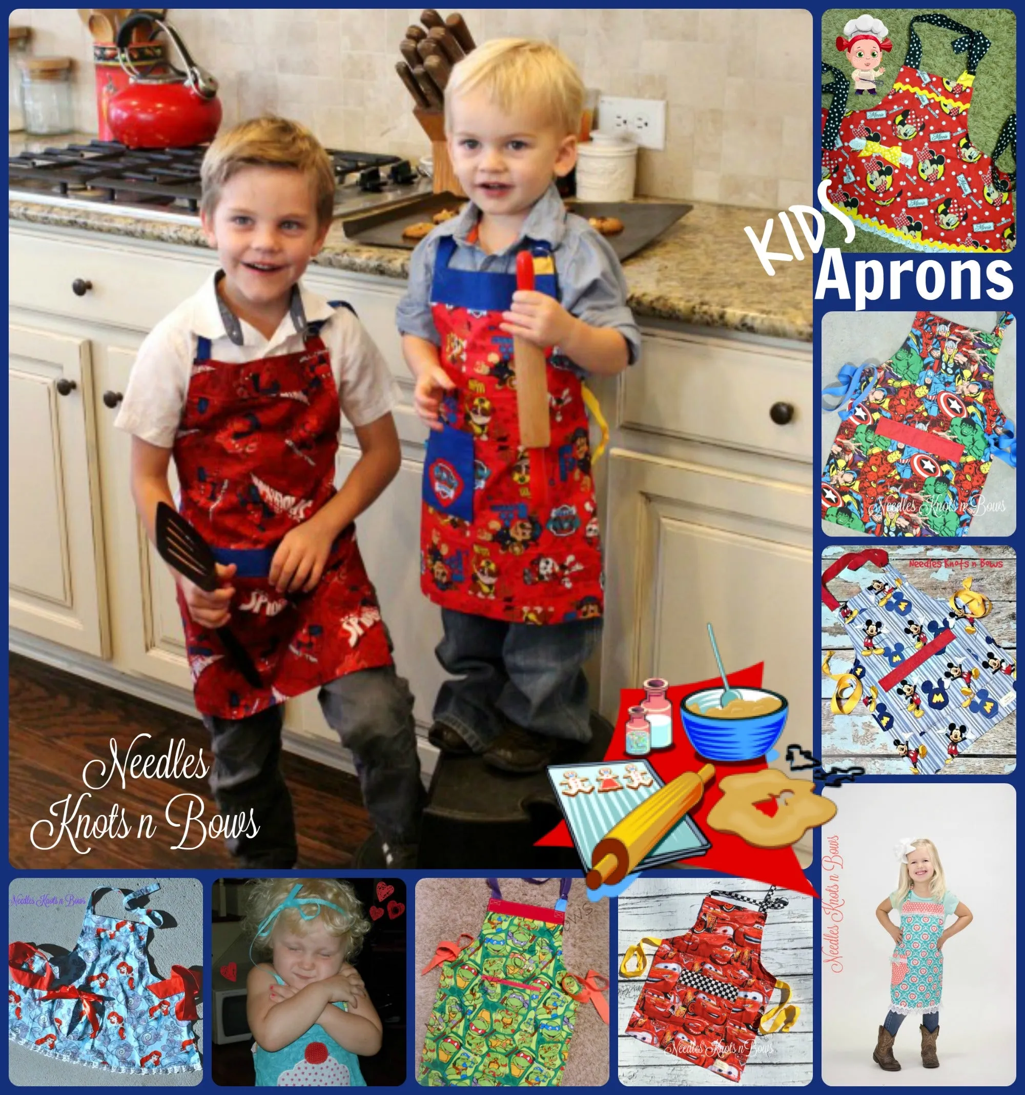 Girls Cooking Apron, Fruit Print, Adjustable Strap & Pocket