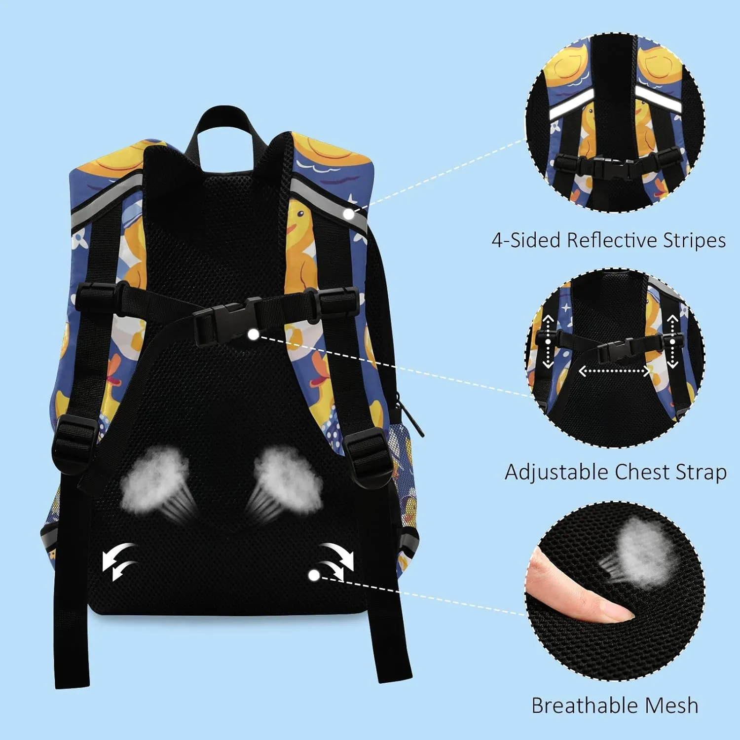 KLL Mini Toddler Girl Backpack Yellow Duck Cartoon Mini Travel Outdoor Daypack Bookbag for Primary School