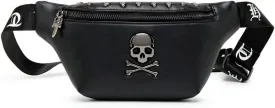 Leather Fanny Packs for Women,Skull Design Leather Waist Bag Black Fanny Pack Men Bum Bags for Women Crossbody Belt Bag Fashion Waist Pack for Holiday Festival Travel Running Hiking (Skull -2)
