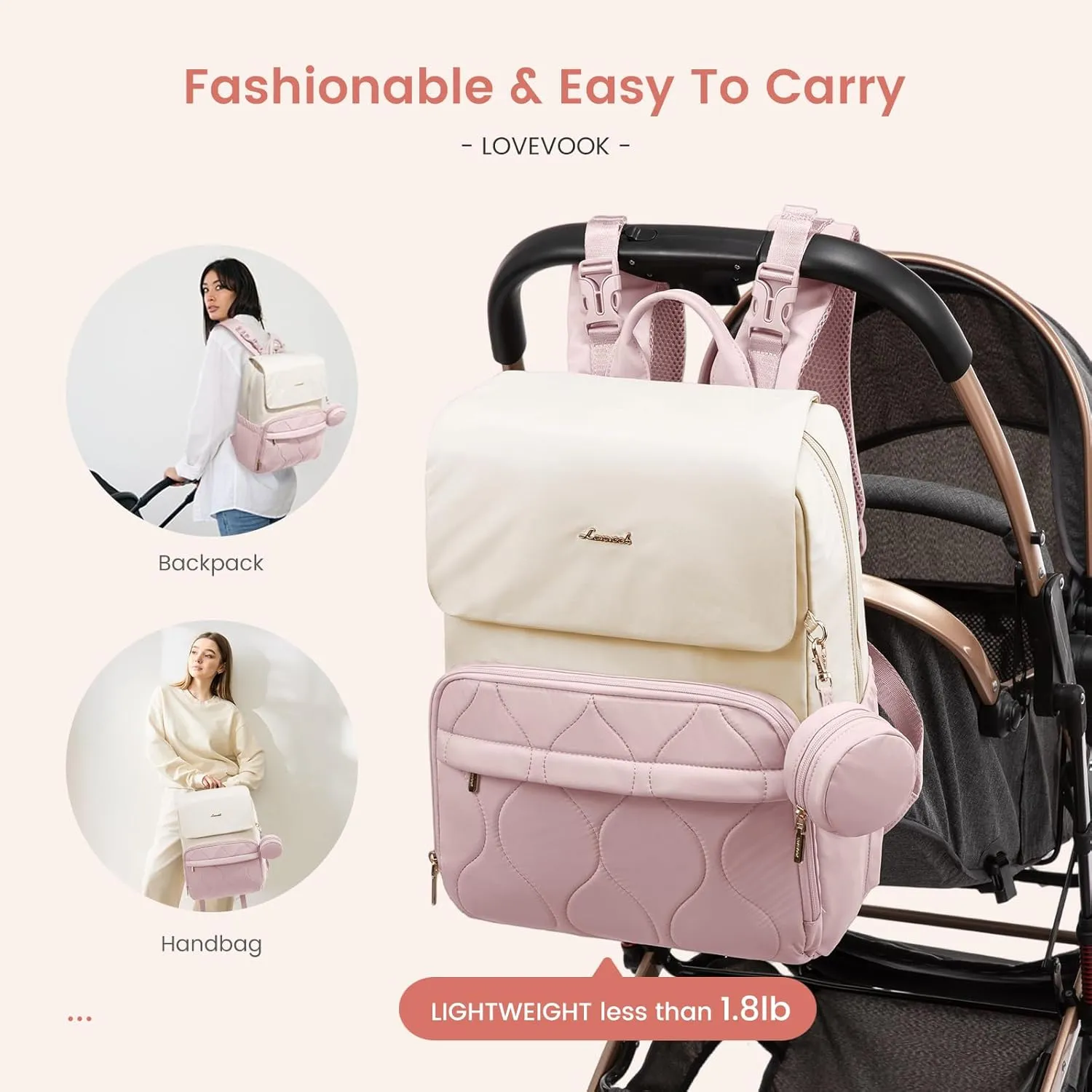 LOVEVOOK Diaper Bag Backpack, Baby Travel Bags for Boys & Girl, Toddler Diaper Bag with Changing Station & Pacifier Case, Paaleras Para Bebe Nia & Nio - Newborn Essentials Must Haves Mom
