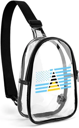 Lucia U.S Flag Fashion Sling Bag PVC Transparent Unisex Crossbody Bags Cute Travel Chest Pack